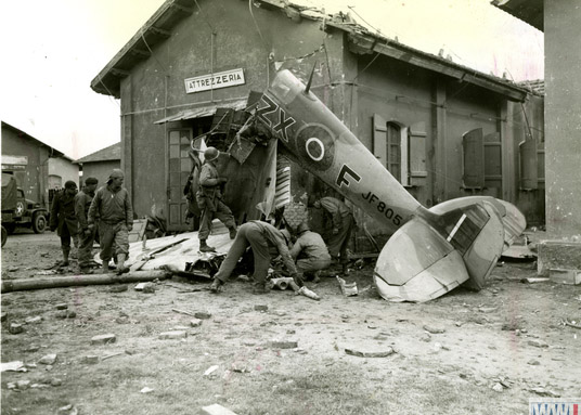 Crashed British fighter plane