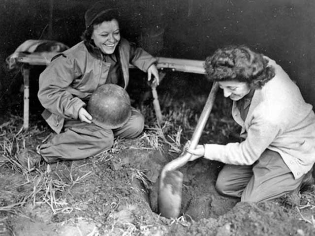 Nurses Digging a Foxhole