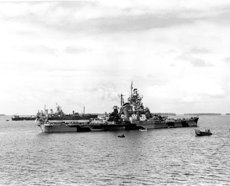 USS <i>Indiana</i> (BB-58) at Majuro Atoll