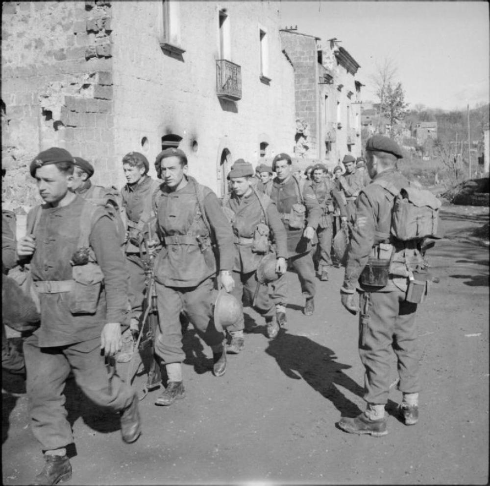 Belgian Commandos Parade in a Village