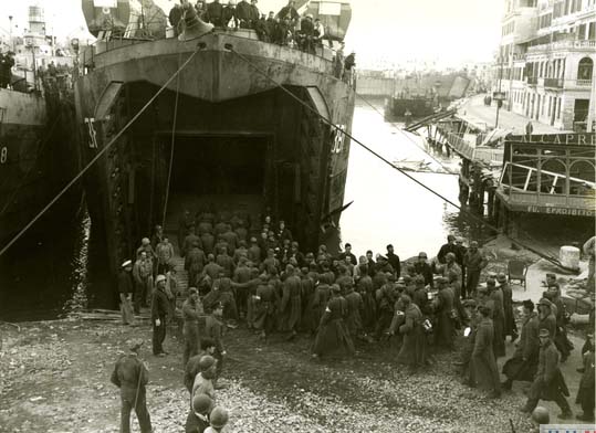 German POWs Entering a Landing Ship, Tank