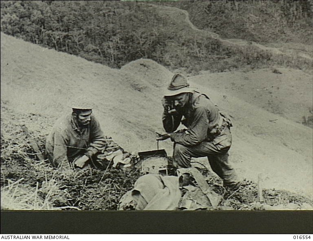 Army signallers communicating with their Headquarters