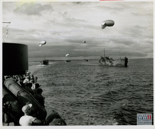 Barrage balloons at Green Island