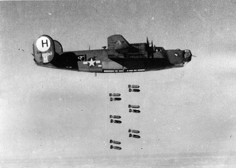 B-24J Liberator Dropping Bombs on Gotha