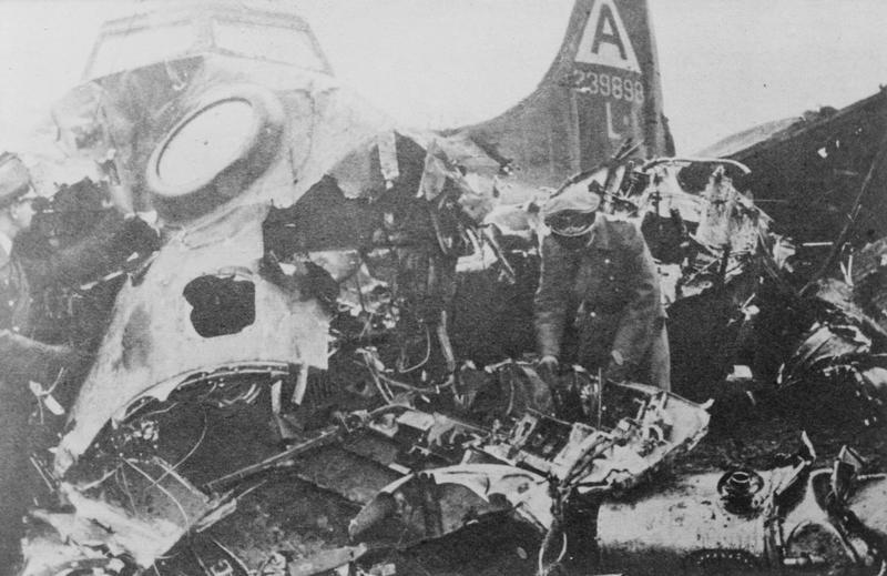 <i>Luftwaffe</i> Officer Inspects the Wreckage of B-17G