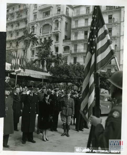 Russian dignitaries and general salute