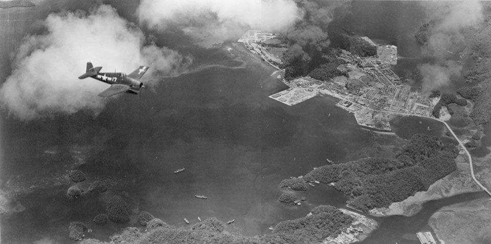 F6F over Koror Palau March 1944