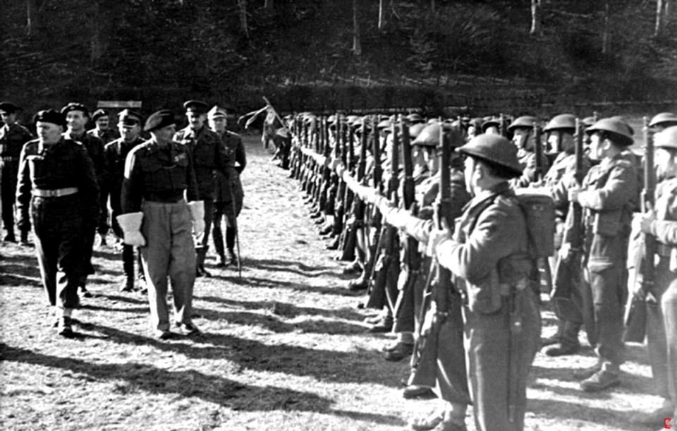 Gen Maczek and Gen Montgomery Reviewing Polish Troops