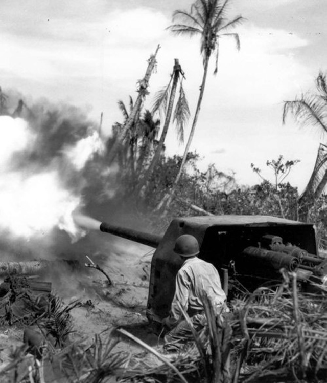 Firing a Captured Japanese Naval Gun