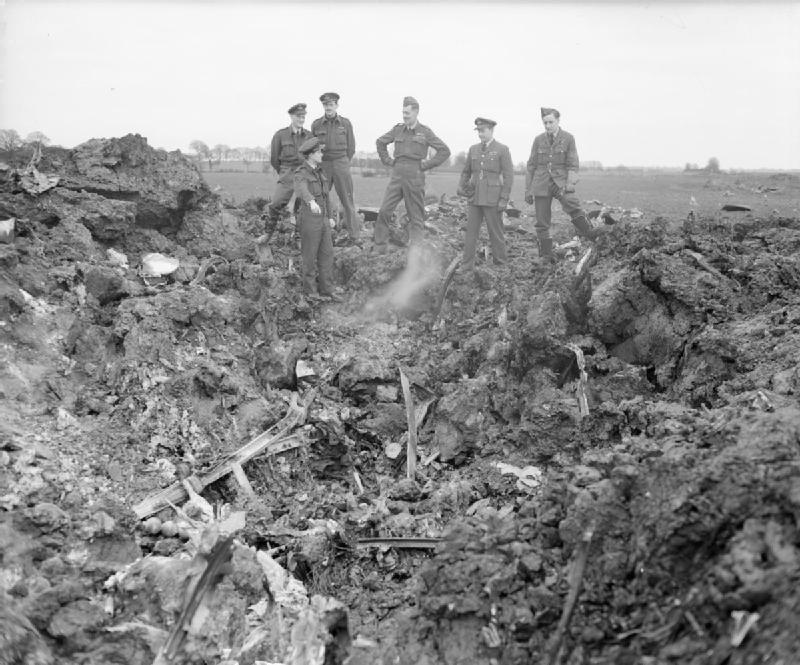 Air Marshal Hill Inspects Wreckage of Ju-188E-1