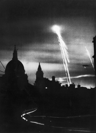 Bombs lighting the night sky