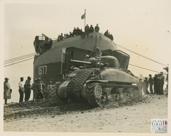 Tanks debarking from an LST