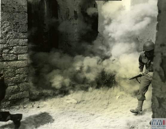 US soldier being wounded by mortar shell