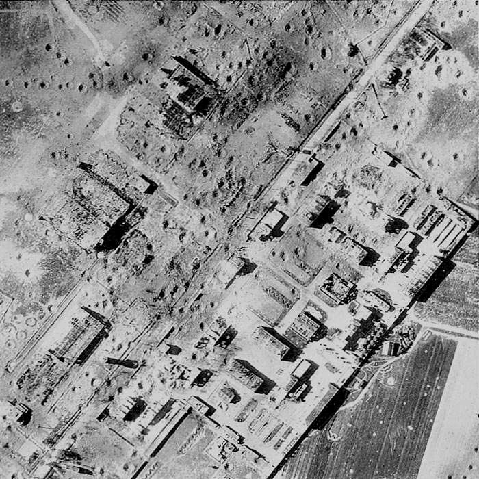 Wrecked hangars and facilities