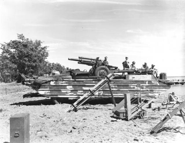 105-mm Howitzer Mounted on a DUKW Amphibious Vehicle