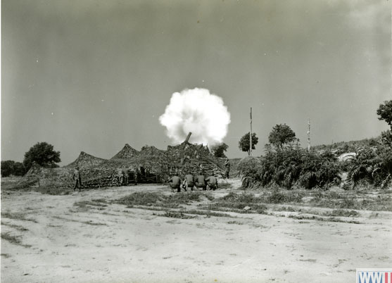 Explosion from Shell Fired at German Positions