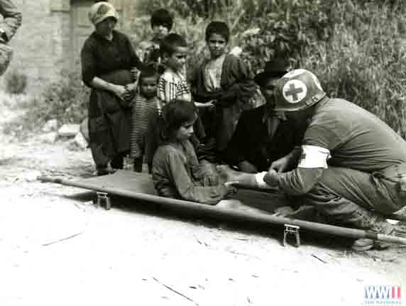 American medic attends to wounded