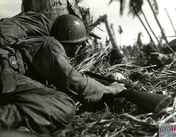 American Soldier Prepares to Plunge Forward