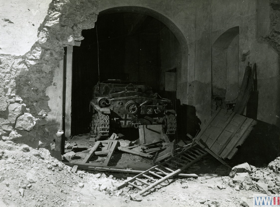 Damaged German Tank in Castelforte, Italy