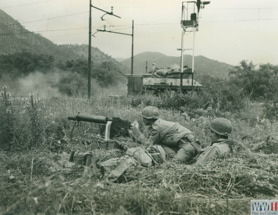 US Tank and Troops in Monte San Biagio