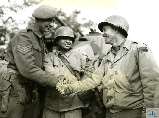 British Soldier and US Officer Meet in Fogliano