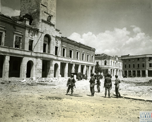 heavily damaged government building