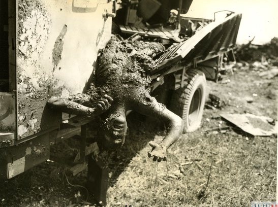 Burned body of German soldier