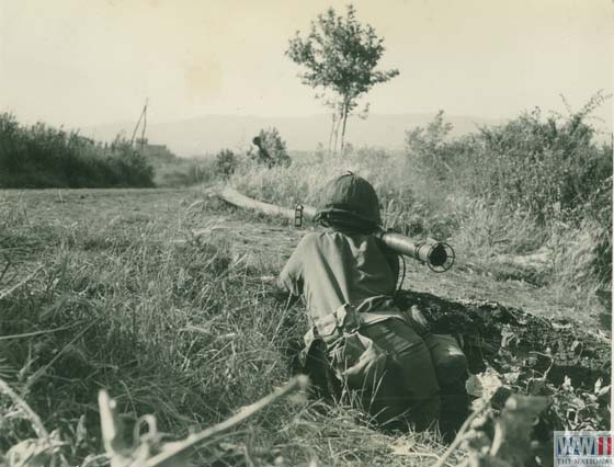 US soldier guards Appian Way