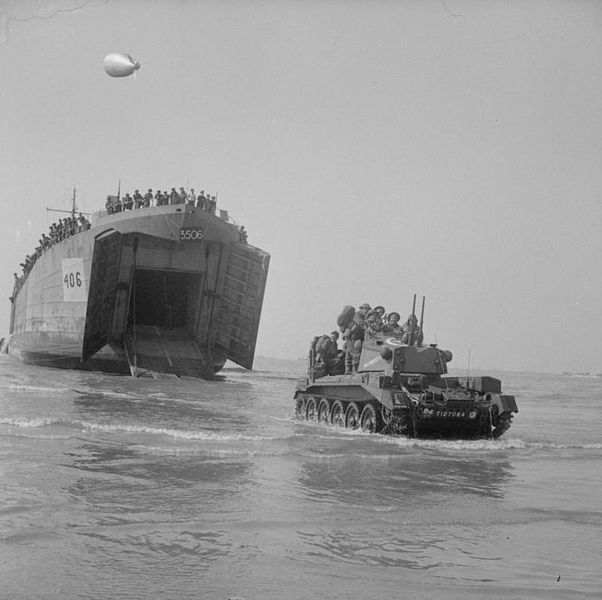 Crusader Tank Coming Ashore