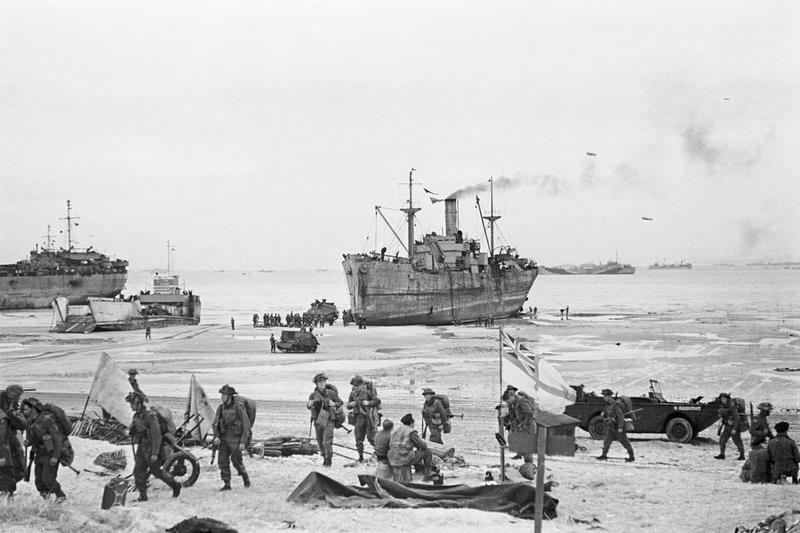 Troops Coming Ashore on a Normandy Beach