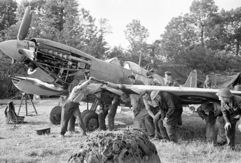 Working on a Damaged Spitfire