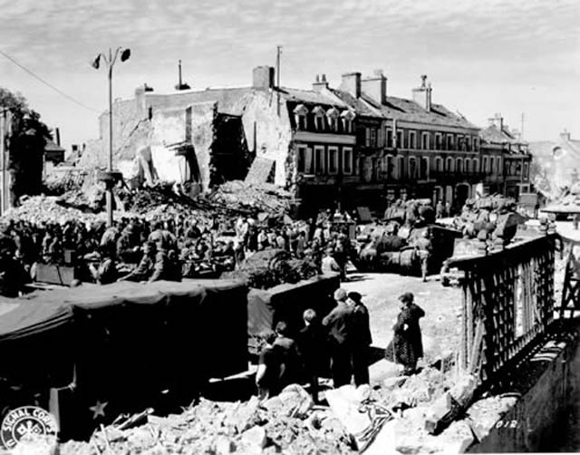 An American Tank Battalion Passes through Isigny, France