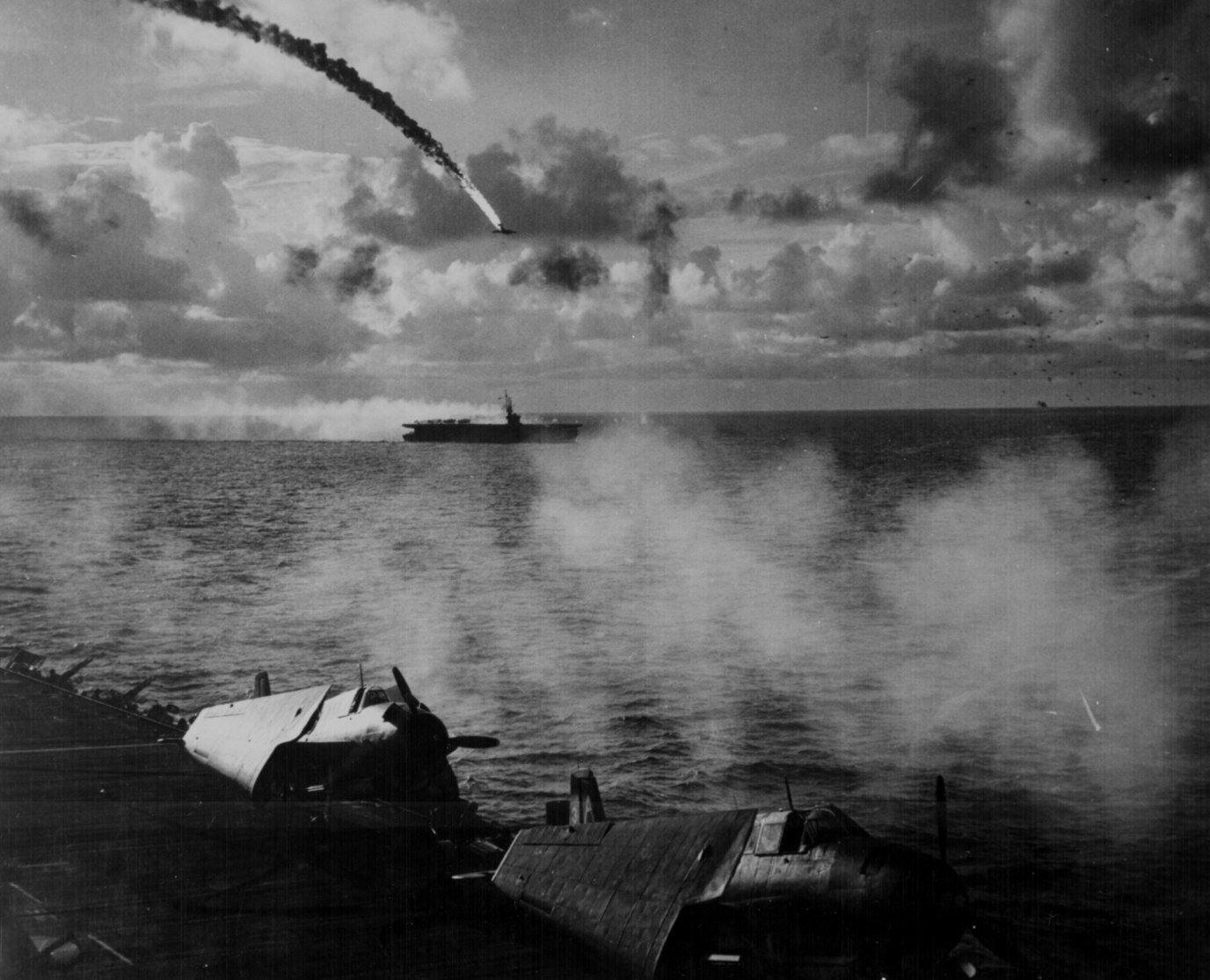 Japanese Plane Shot Down Attempting To Attack the <i>Kitkun Bay</i>