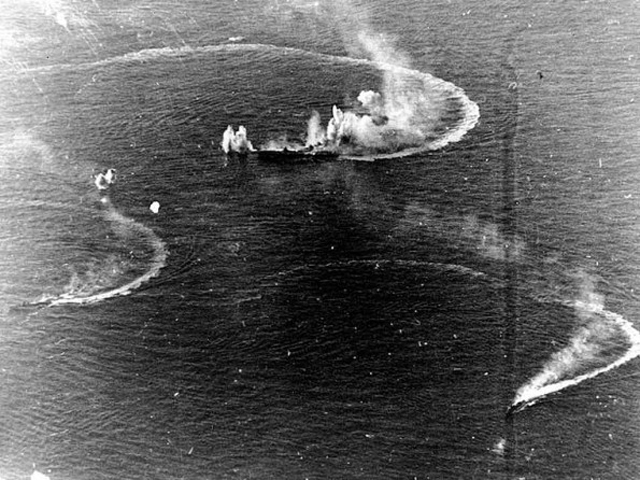 Japanese Ships Taking Sharp Evasive Action