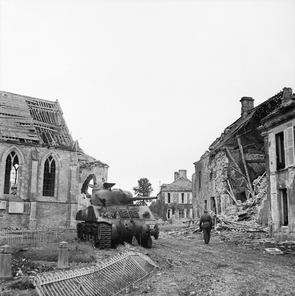 A Knocked-out Sherman Tank