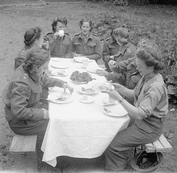 Nurses Eating in the Open near Bayeaux