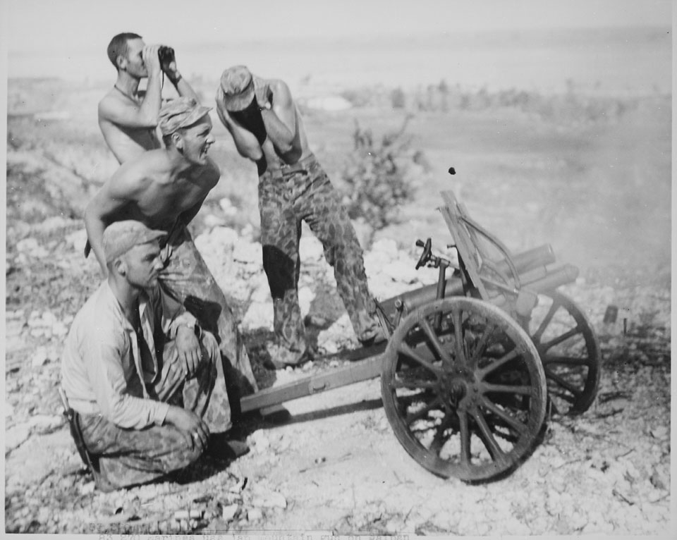 Marines Fire Captured Mountain Gun