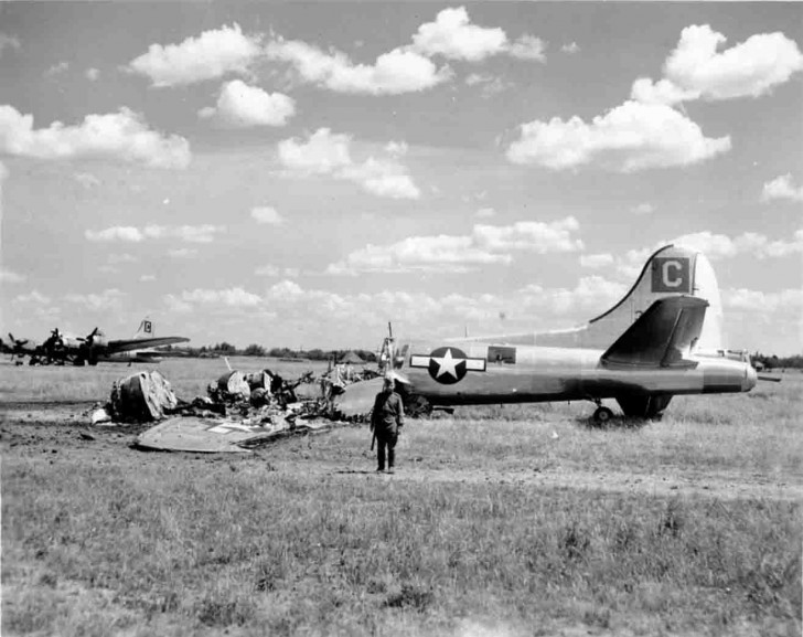 Soviet Soldiers Guarding US Bomber