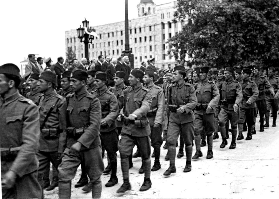 Serbian State Guard Marching through Belgrade