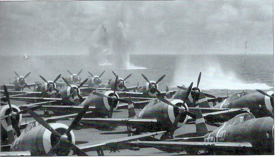 Carrier with a Deck Load of US Army P-47 Fighters