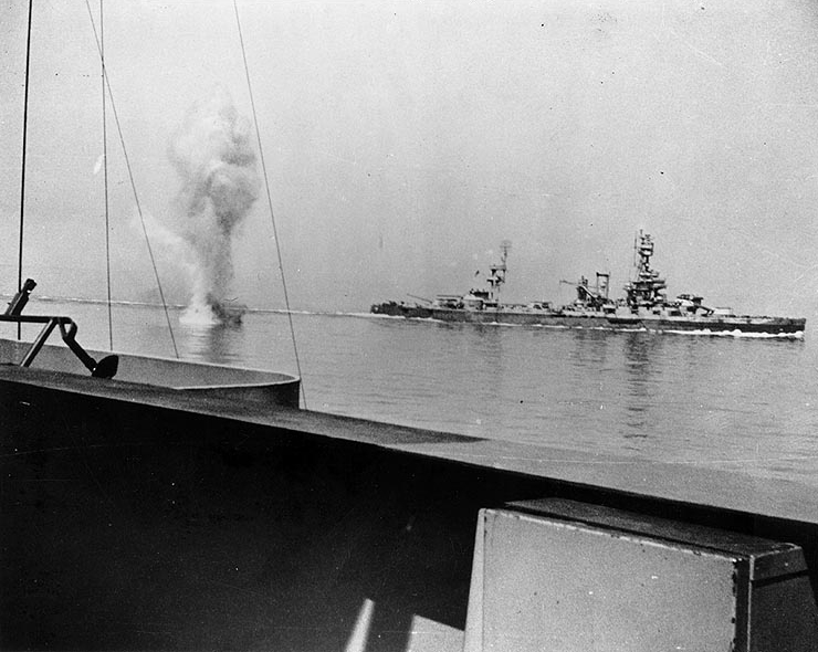 Coastal Artillery Firing at US Battleships