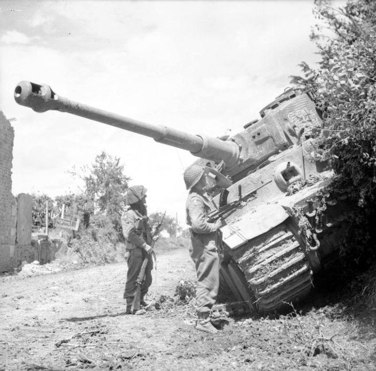 Inspecting a Knocked-out German Tiger Tank