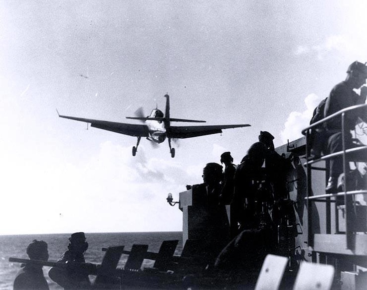 Torpedo Bomber Takes Off from <i>San Jacinto</i>