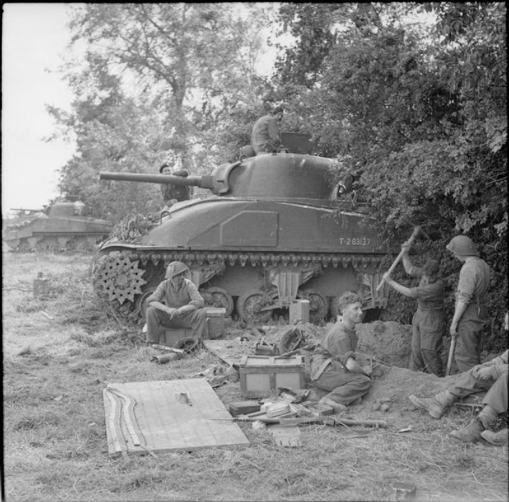 Infantry of 49th Division digging in