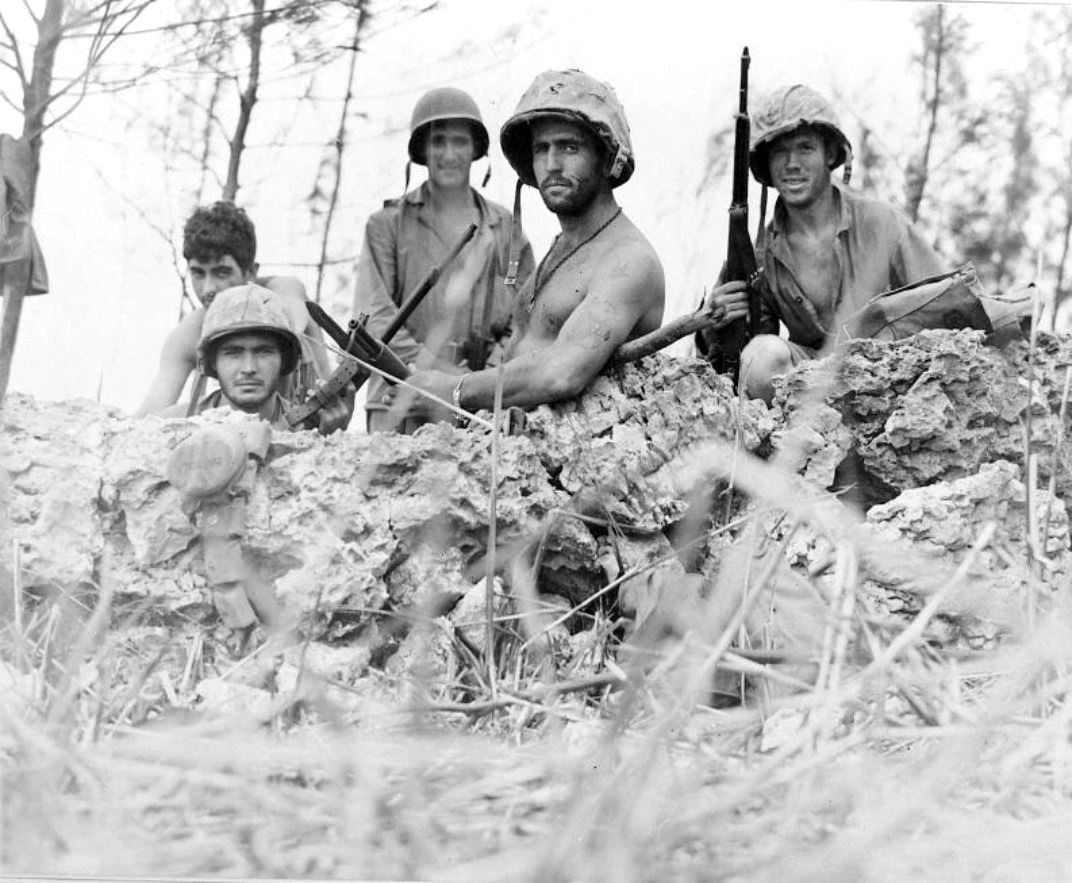 US Marines in a Foxhole on Saipan