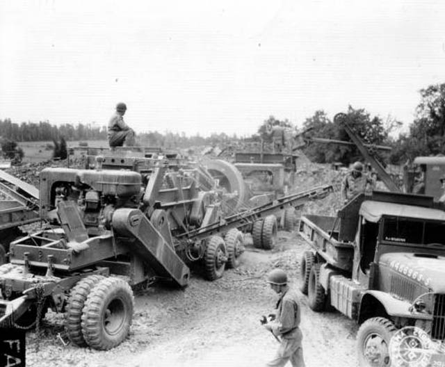 1st Army Engineers Operate a Mobile Stone Crusher