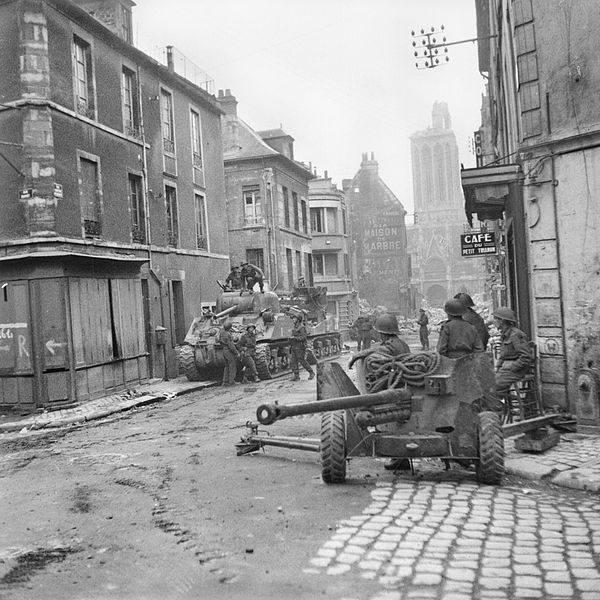 British Sherman Tanks and a 6pdr Anti-tank Gun