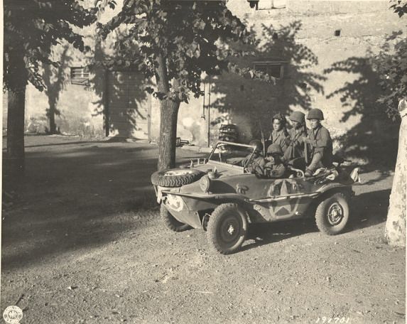 Japanese-American Soldiers in a Captured Vehicle