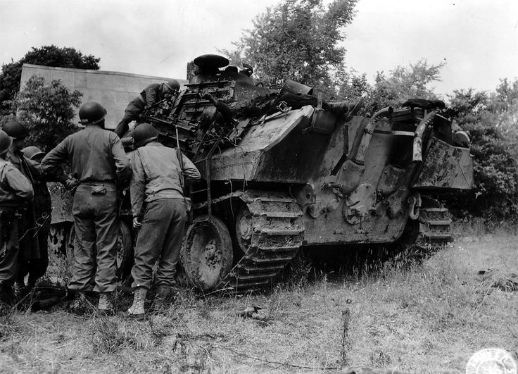 Inspecting a Knocked-out Panther Tank