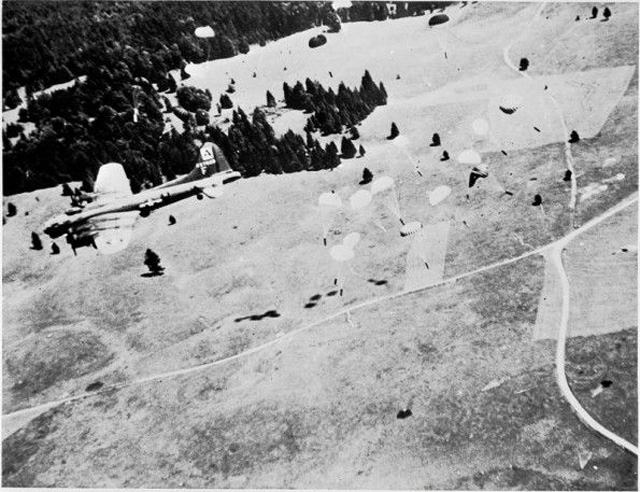 B-17 of US 94th Bomb Group Drops Supplies